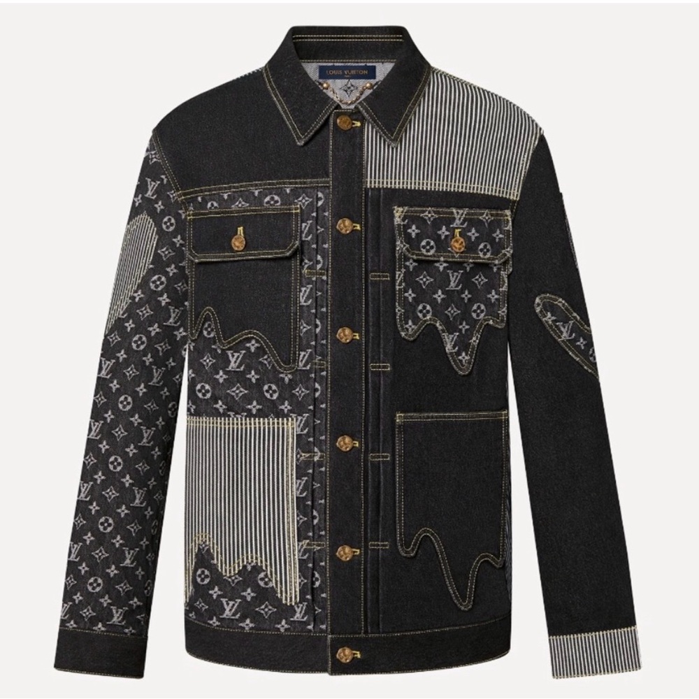 Louis Vuitton X Nigo Virgil Abloh Patchwork Black Gray Denim Jacket L 50